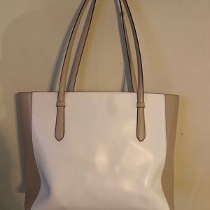 White and cream Kate Spade lucky tote